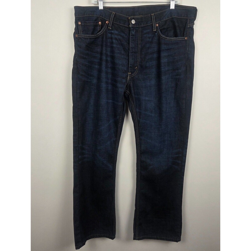 Levi’s 527 Jeans Mens 38x30 Dark Blue Denim Slim Bootcut Stretch Whiskered